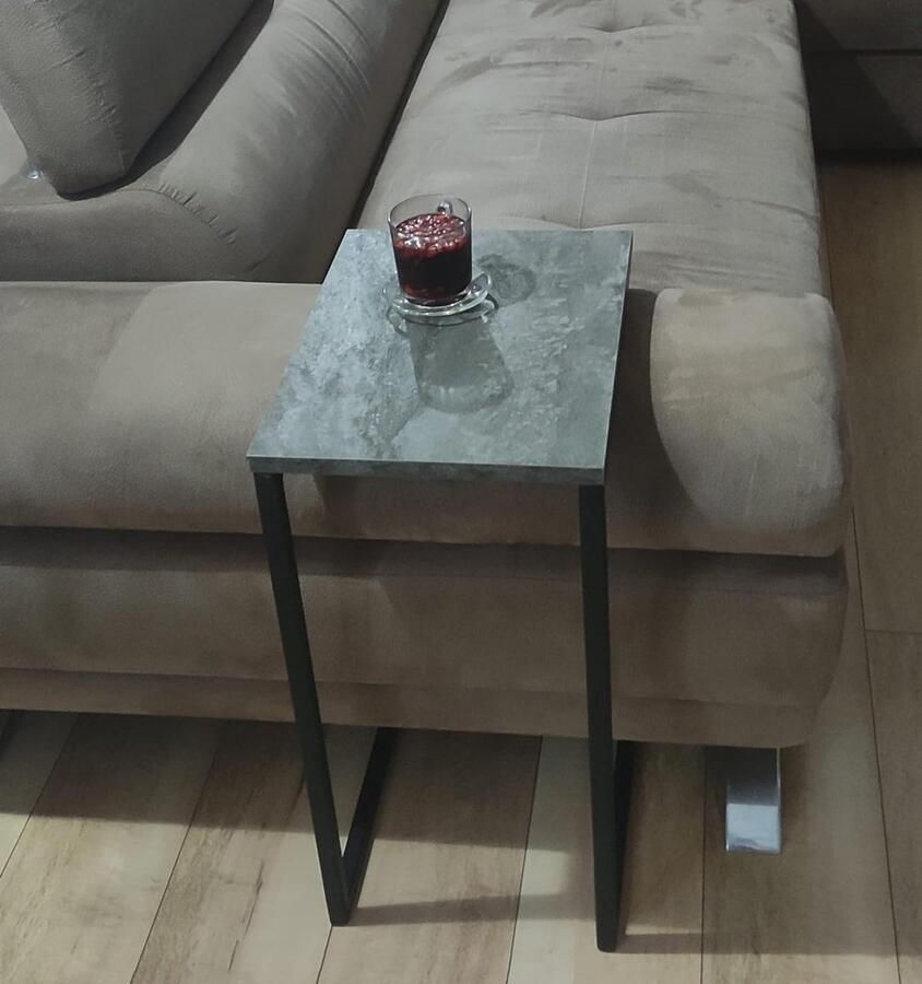 Trankielo Multifunctionele Bijzettafel Betonlook Laptoptafel Nachtkastje 62x40x30cm