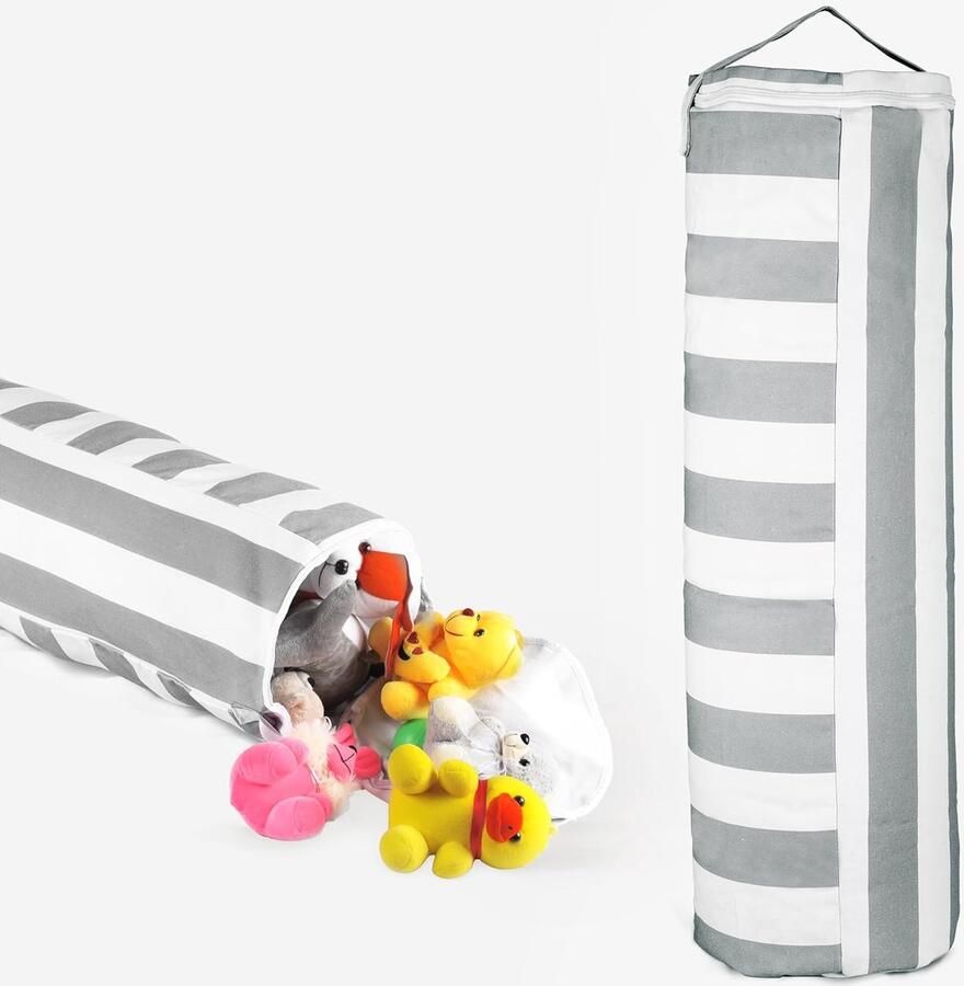 Trankielo Multifunctionele Knuffel Opbergzak en Zitzak – Machinewasbaar Katoen – Stevig Design – Grijs – Ruimtebesparend