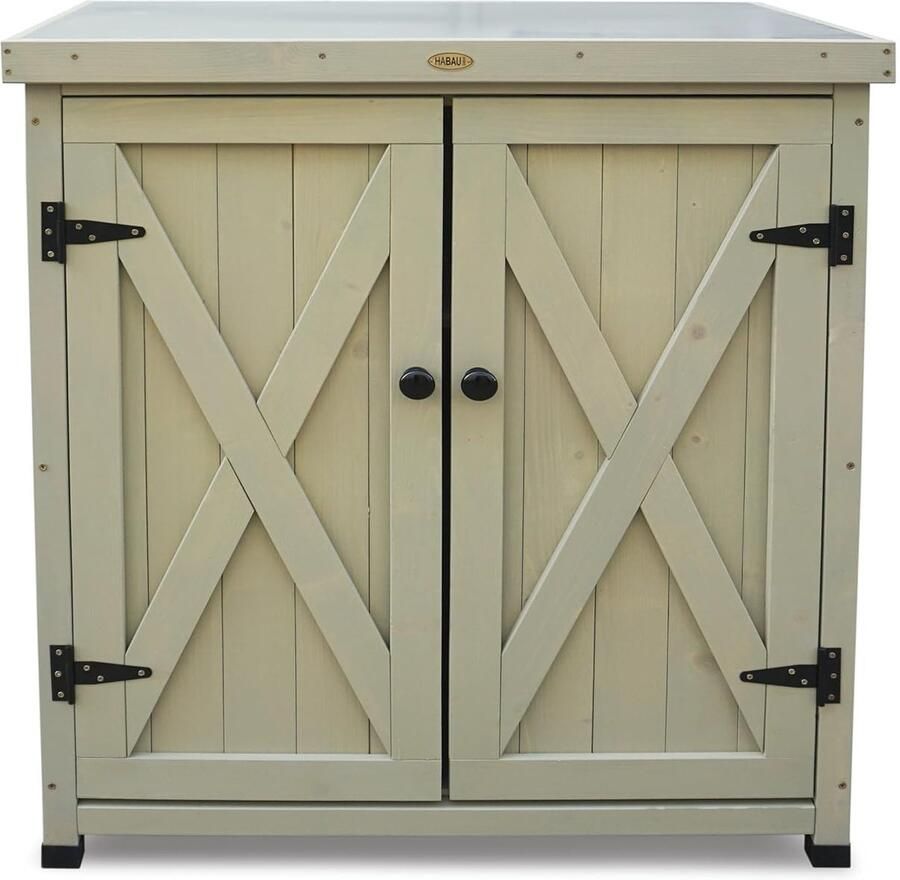 Trankielo Multifunctionele Tuinkast Laura met Geïntegreerde Plantentafel Grijs