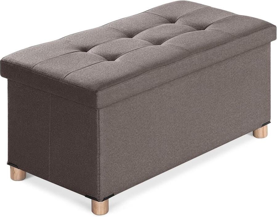 Trankielo Opvouwbare Zitbank met Opbergruimte Multifunctionele Voetenbank Bruin 76 x 38 x 38 cm