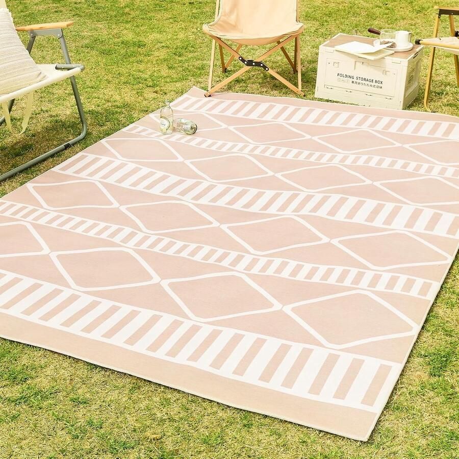 Trankielo Premium Vloerkleed voor binnen en buiten Weerbestendig Groot formaat Wasbaar Beige 180 x 270 cm