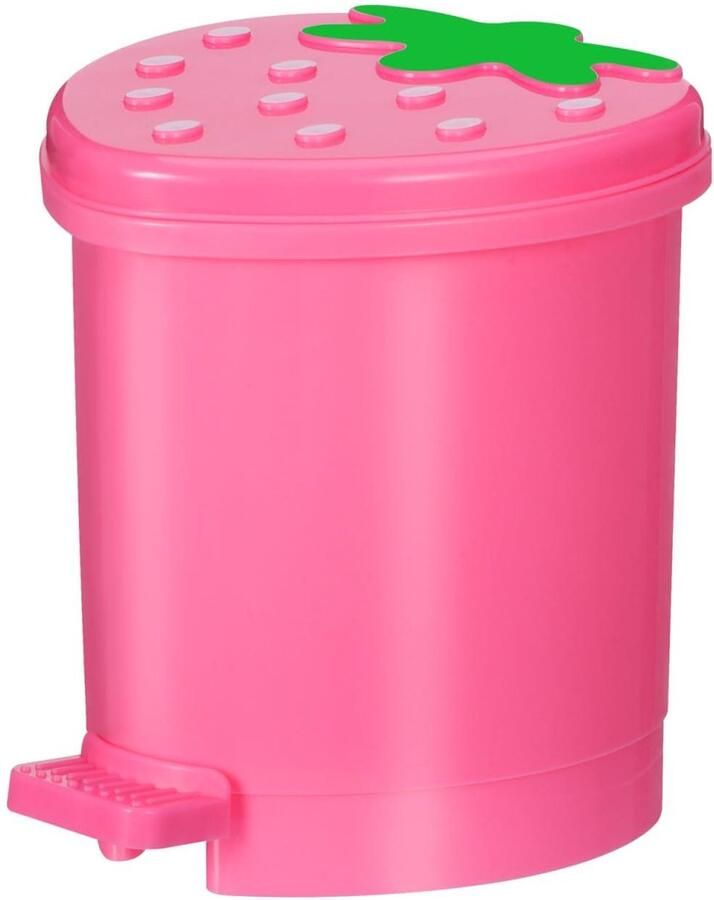 Trankielo Prullenmand voor slaapkamer en keuken in roze design met decoratieve vorm Ideaal voor opslag op tafelblad Mini kunststof blikjeshouder met schommel Wastafel accessoire