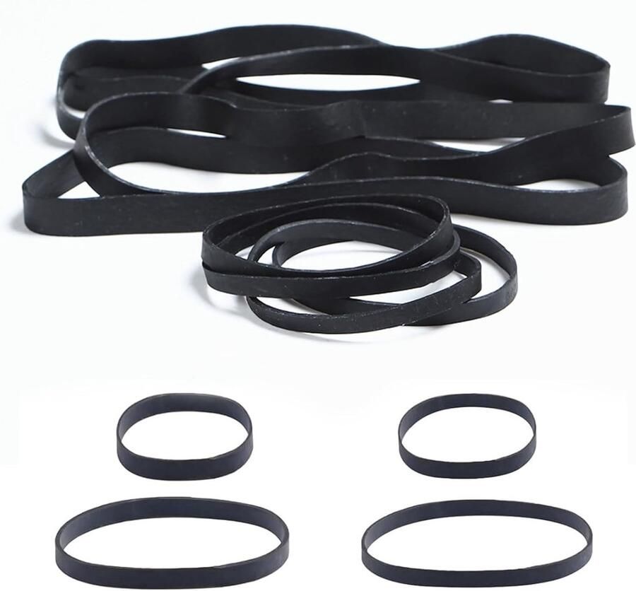 Trankielo Robuuste Elastieken Set – 80 Stuks – 4 Maten – Extra Breed en Dik – Zwart – Voor Camping Survival