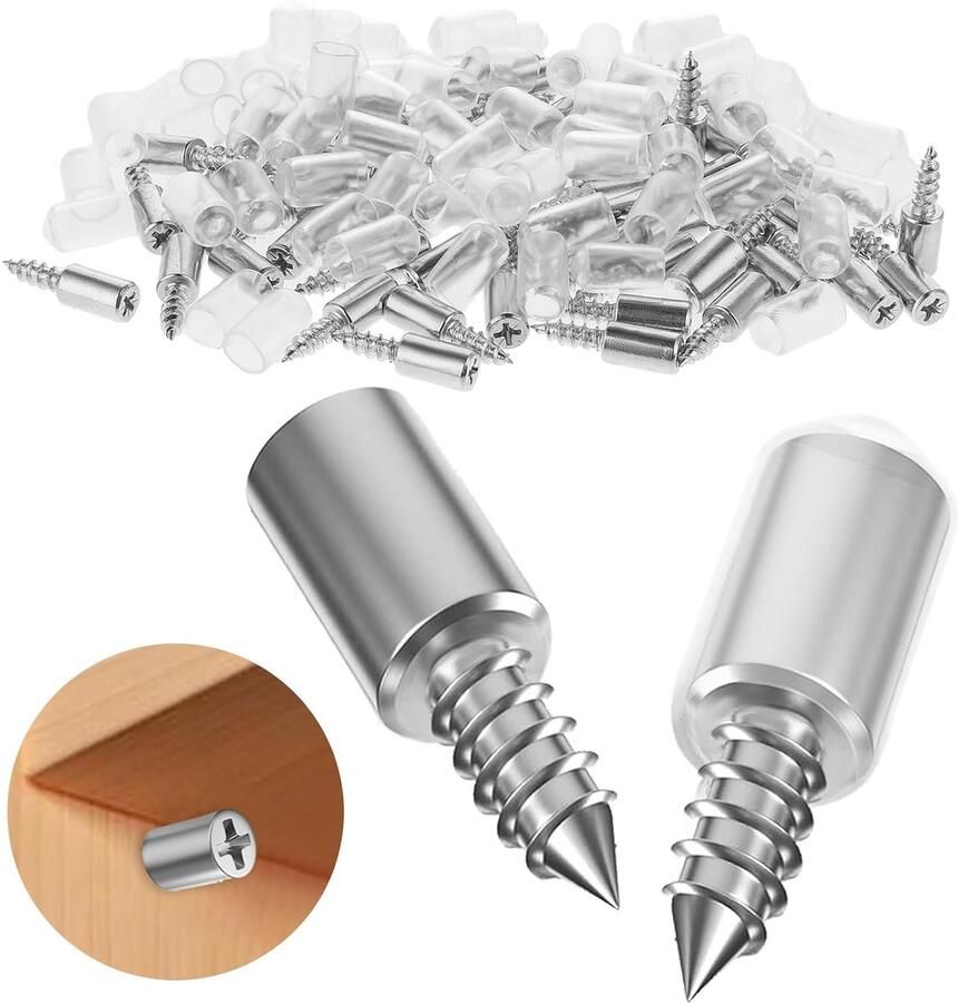 Trankielo – Robuuste Plankdragers van 7 5mm met Zelftappende Schroeven – Set van 50 Stuks – Inclusief Transparante Anti-slip Afdekkingen – Geschikt voor Kasten en Meubels