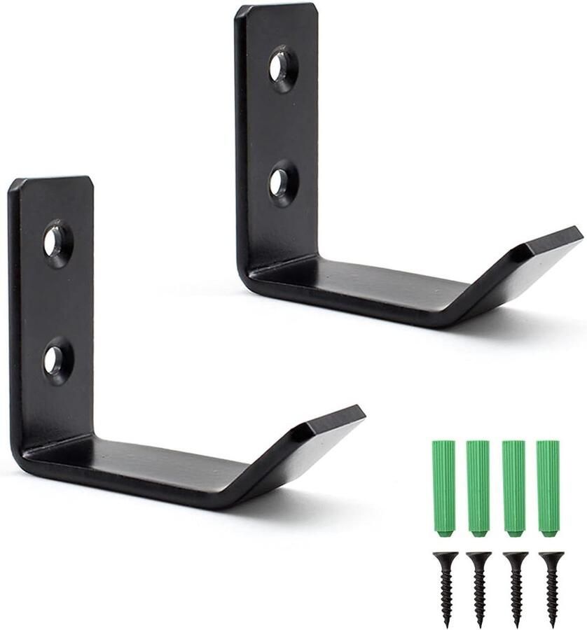 Trankielo Robuuste zelfklevende kaphaken set van 2 zwart metalen haak voor keuken slaapkamer en badkamer kasten
