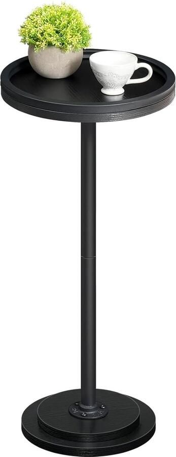 Trankielo Ronde bijzettafel voor kleine ruimtes – Compact modern ontwerp – Zwart fineer veelzijdige toepassingen