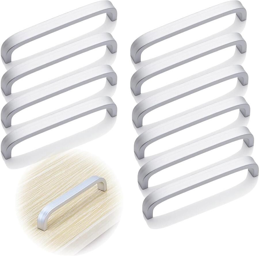 Trankielo Set van 10 Kastgrepen in Gepolijst Chroom Ladehandgrepen van Roestvrij Staal – Vintage Ontwerp – Ideaal voor Keuken en Meubels