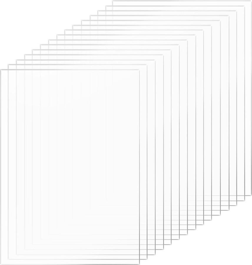 Trankielo Set van 15 Acrylglasplaten – 15x20 cm 1 mm Dikte – Transparante Acryl Platen voor Fotolijsten Project Tentoonstellingen Schilderen en Tafel Displays