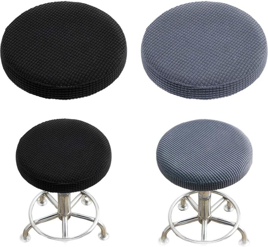 Trankielo – Set van 2 Elastische Krukhoes – 30-40 cm Diameter – Stofdicht – Barkruk Overtrek – Hoge Kwaliteit Stretch Stoelhoezen