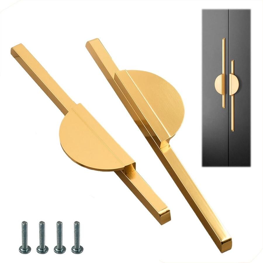 Trankielo Set van 2 Handgrepen voor Meubels – Goudkleurig Aluminium – 160mm Afstand tussen Schroefgaten – Inclusief Schroeven – Geschikt voor Keukenkasten Dressoirs en Kledingkasten