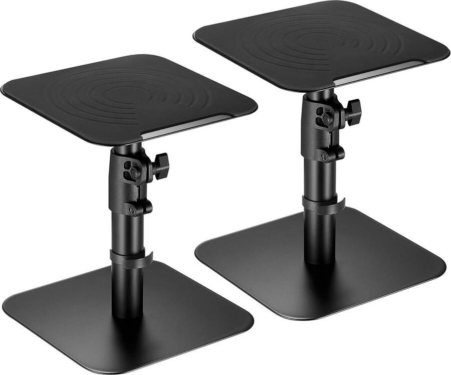 Trankielo Set van 2 Verstelbare Luidsprekerstandaards Universele Tafelhouders Hoogwaardig Staal Zwart