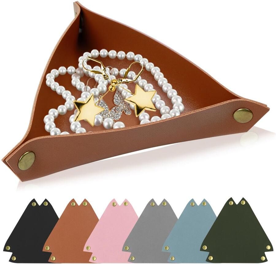 Trankielo Set van 5 Leren Dienbladen – Bureau Organizer – Sieraden Tray – Sleutelhouder – Opvouwbaar Sieraden Vak – Voor Sleutels Sieraden Mobiele Telefoons