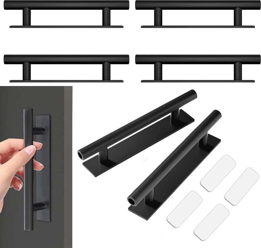 Trankielo Set van 6 Zelfklevende Meubelgrepen – ABS Kunststof Deurgrepen voor Kasten en Lades – Roestvrij Staal – Veelzijdig bruikbaar voor Binnen en Buiten