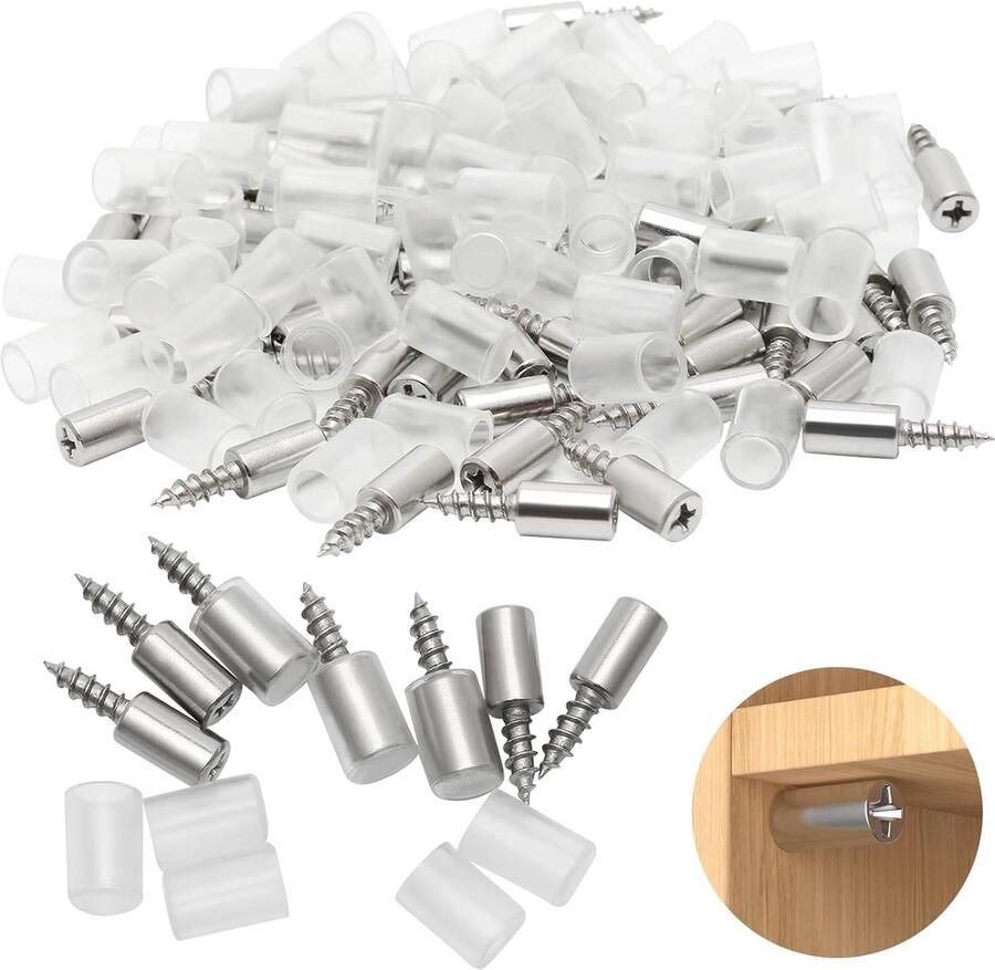 Trankielo – Stevige Plankdragers van IJzer 64 stuks – Zelftappende Schroeven – Geschikt voor Legplanken Kasten en Rekken