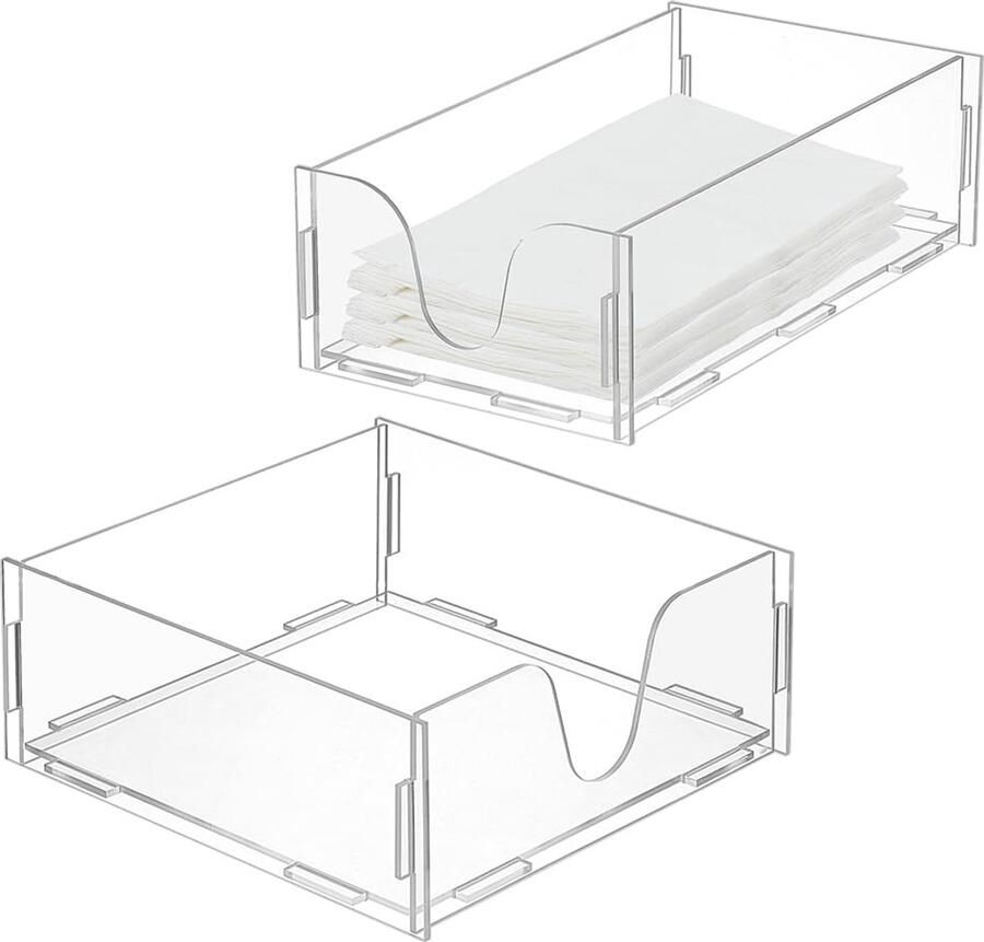 Trankielo – Stijlvolle Acryl Servettenhouders Set – Transparant Vierkant en Rechthoekig Voor Keuken Tafel en Badkamer