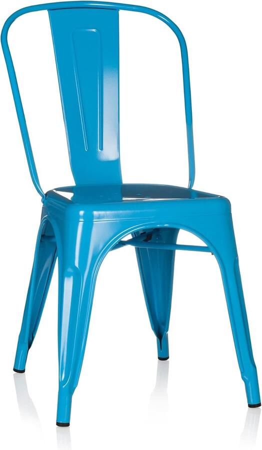 Trankielo Stijlvolle Bistrostoel Vantaggio Comfort Metal Lichtblauw Stapelbaar Design voor Thuis en Horeca