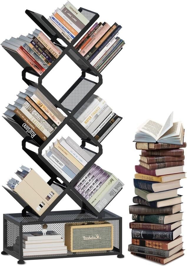 Trankielo Stijlvolle Boomvormige Boekenkast 8-Niveaus Ruimtebesparend en Opvouwbaar Perfect voor Thuiskantoor en Kinderkamer