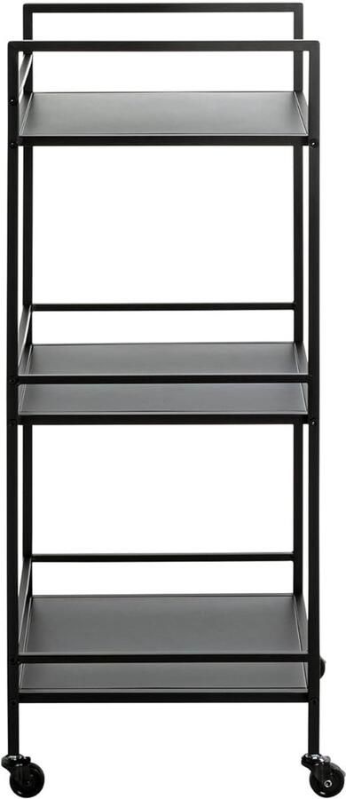 Trankielo Stijlvolle Verrijdbare Bijzettafel in Zwart Metaal Praktisch en Modern