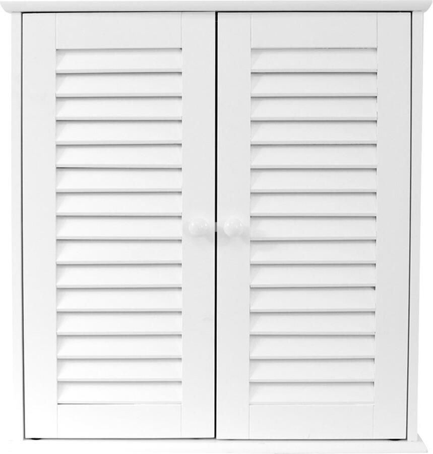 Trankielo Stijlvolle Witte Wandkast met 2 Deuren en Opbergruimte voor de Badkamer