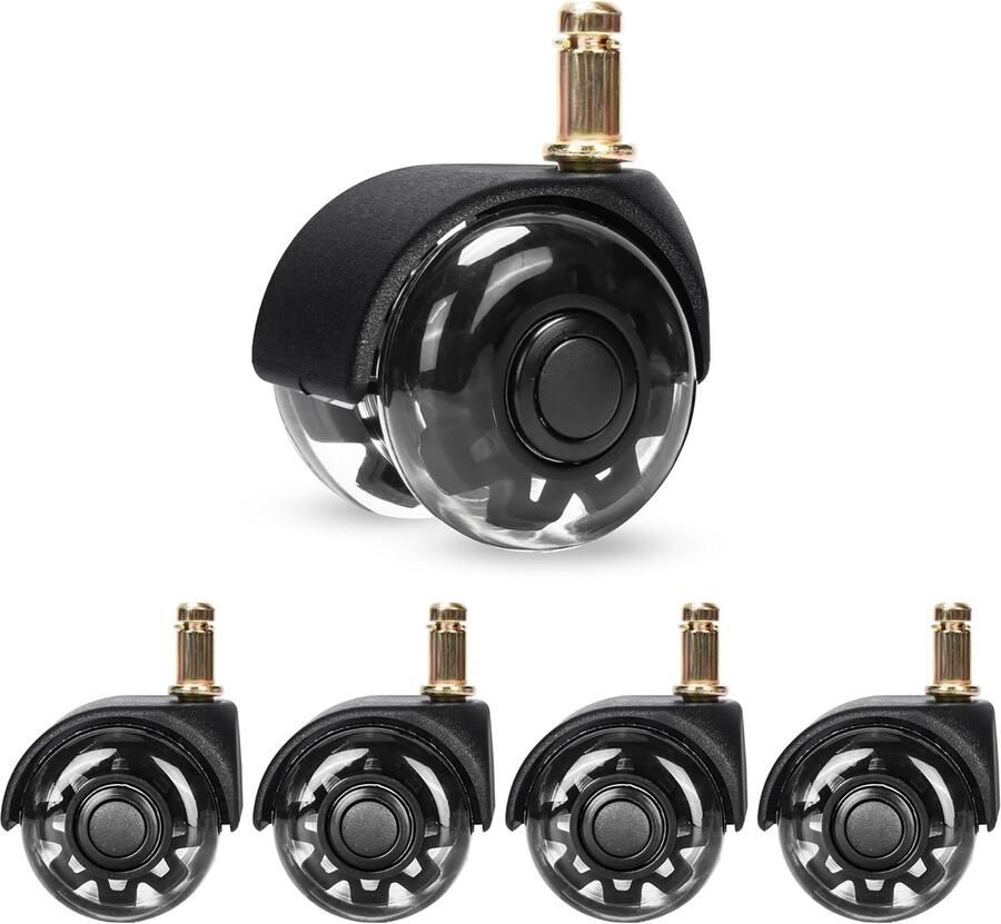 Trankielo Universele Vervangende Bureaustoel Wielen (5 Pack) – 10 x 25mm – Veilig voor Harde Vloeren Laminaat & Tapijt – Geruisloos Rollend
