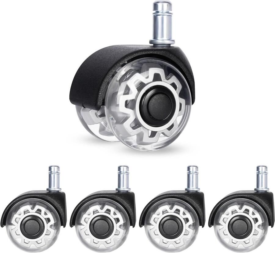 Trankielo Universele vervangende bureaustoelwielen (5-pack) – 11 x 25mm universele wielen – Veilig voor hardhouten vloeren laminaat en tapijt – Stille werking
