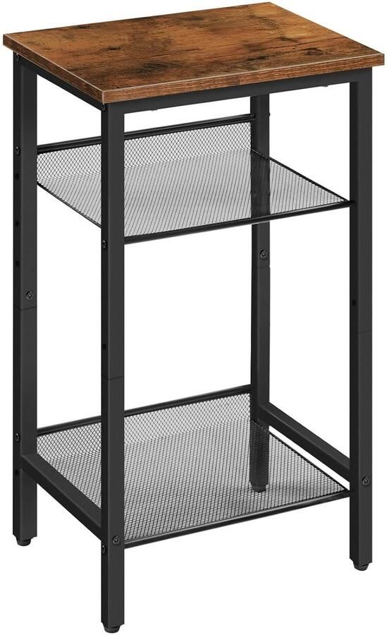 Trankielo Veelzijdige Bijzettafel – Industrieel design Verstelbare planken Compact en draagbaar