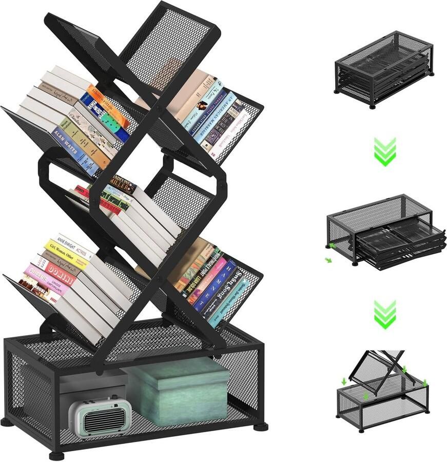 Trankielo Veelzijdige Boekenkast in Boomvorm Ruimtebesparend Hoekrek voor Thuis en Kantoor