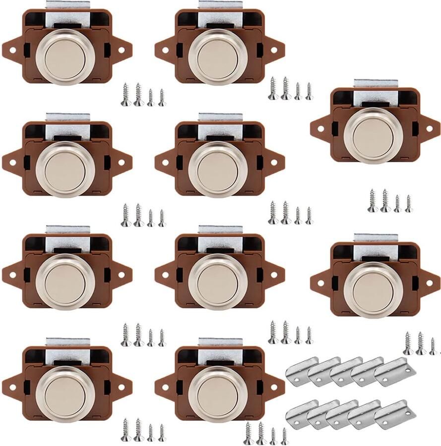 Trankielo Veelzijdige Knoopsluiting (10 Stuks) – 14-16 mm Knop – Duurzaam en Eenvoudig te Installeren – Ideaal voor Kasten Campers Jachten en Schepen – Bruin