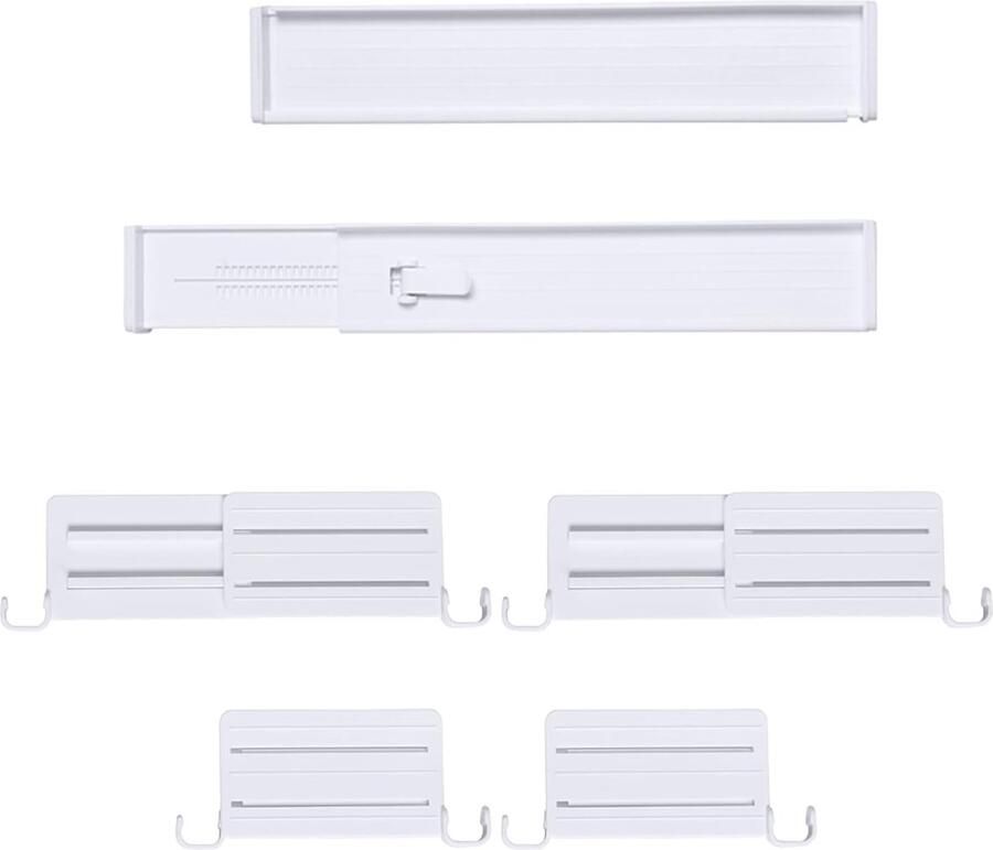 Trankielo – Verstelbare Ladeverdelers Set van 2 – Wit – Robuust Kunststof – Voor Kledingkast Keuken en Badkamer
