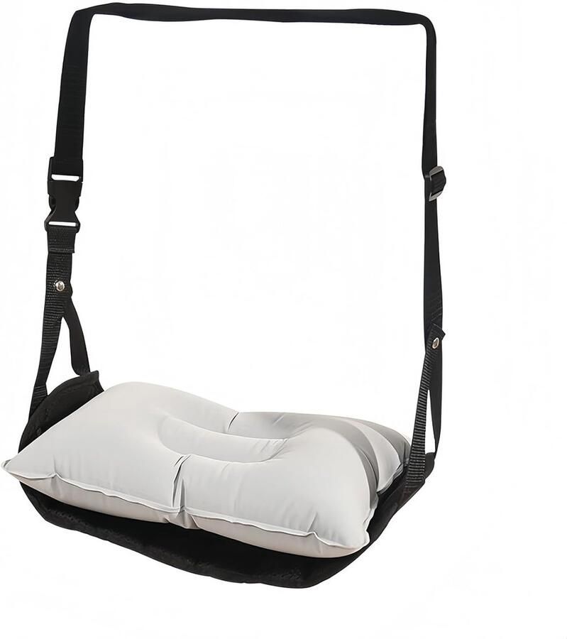 Trankielo – Verstelbare Voethangmat met Opblaasbaar Kussen – Reis en Kantoor Voetsteun – Draagbare Voetsteun voor Vliegtuig en Trein