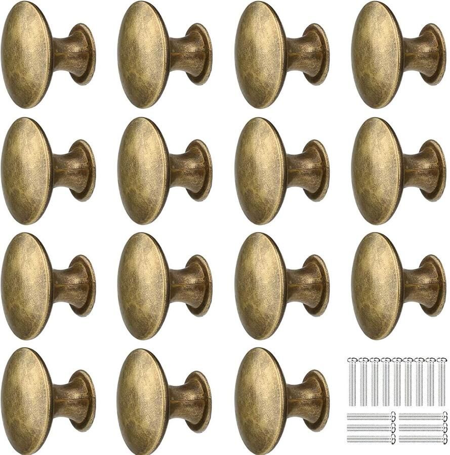 Trankielo – Vintage Brons Stijl Ronde Knoppen – 15 Stuks – 30 mm – Meubel- en Ladeknoppen – Antiek Messing Afwerking