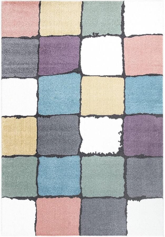 Trankielo Vloerkleed voor Kinder- en Tienerkamer Modern Ruitpatroon 140x200 cm Multi Kleur