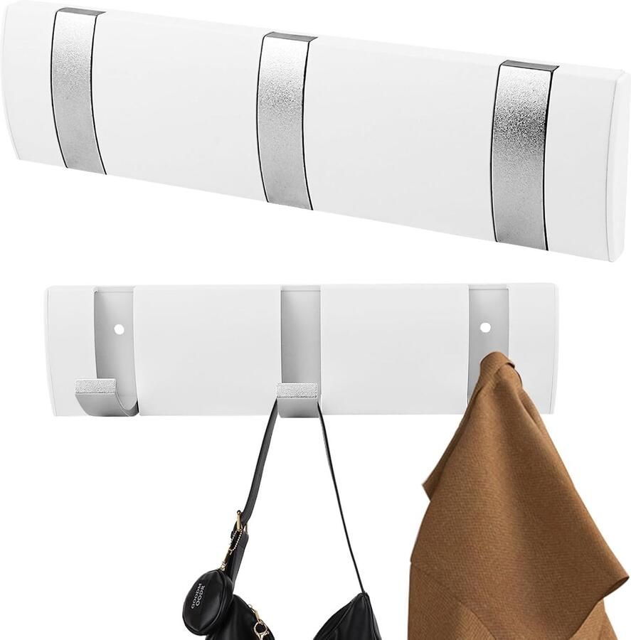 Trankielo – Wandhaak met 3 Opvouwbare Haken – Wandkapstok voor Jassen Sjaals en Handtassen – Ruimtebesparend en Waterbestendig