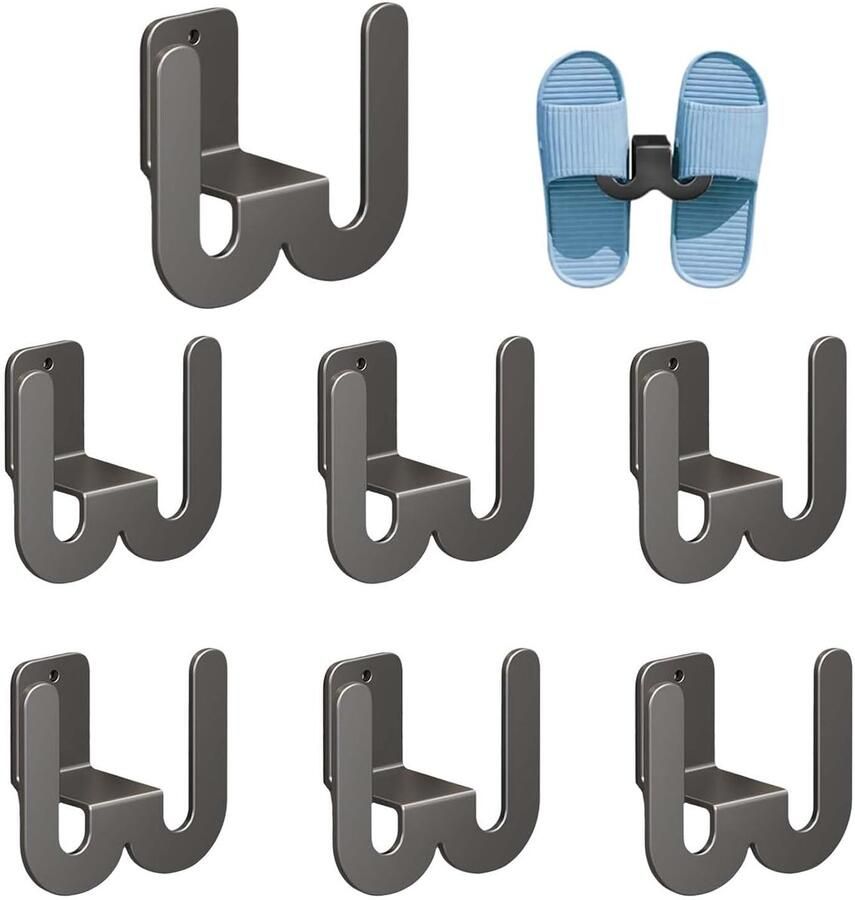 Trankielo Wandmontage Schoenenrek Set van 6 – Ruimtebesparend en Gatvrij – Schoenenhouder voor Achter de Deur of Badkamer – Inclusief Afvoerfunctie