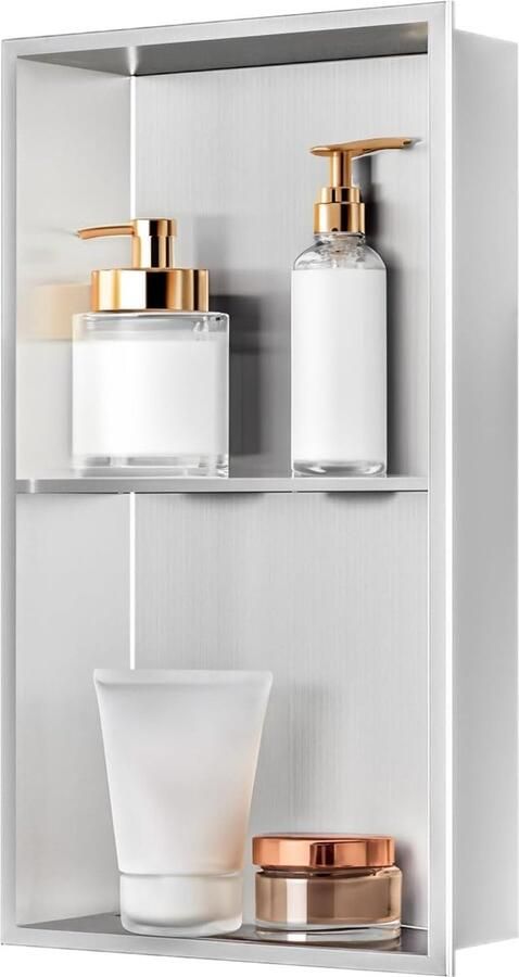 Trankielo Wandnis Douche Roestvrij Staal Stijlvolle Badkameropslag 30 x 60 x 10 cm Nikkelkleur