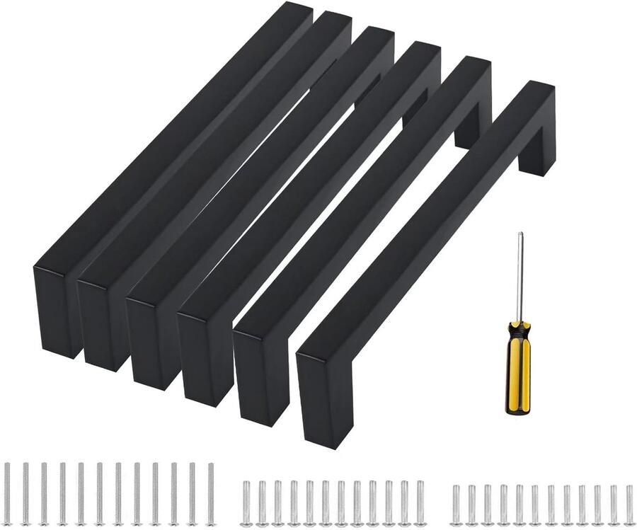 Trankielo Zwarte Kastgrepen Set van 6 14 cm Inclusief 36 Schroeven voor Eenvoudige Installatie