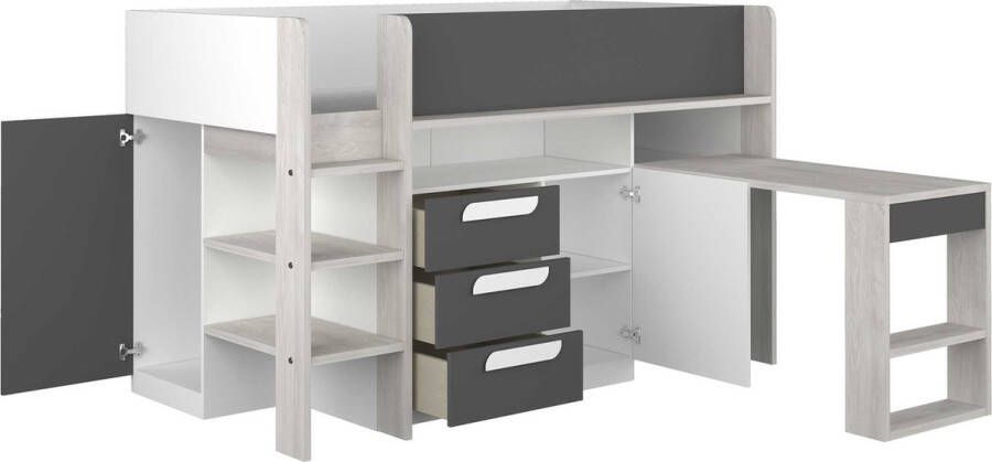 Trasman Halfhoogslaper Beau 90x200 met bureau schaduwgrijs - Foto 2