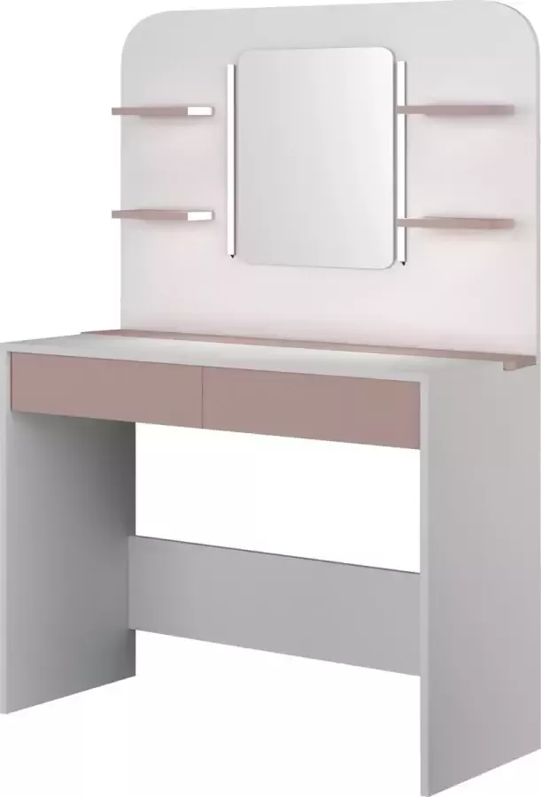 Trasman EMOB Make-uptafel Glamour met verlichting wit eik Kantoor Wit; Bruin Spaanplaat Kantoor Op voorraad - Foto 8