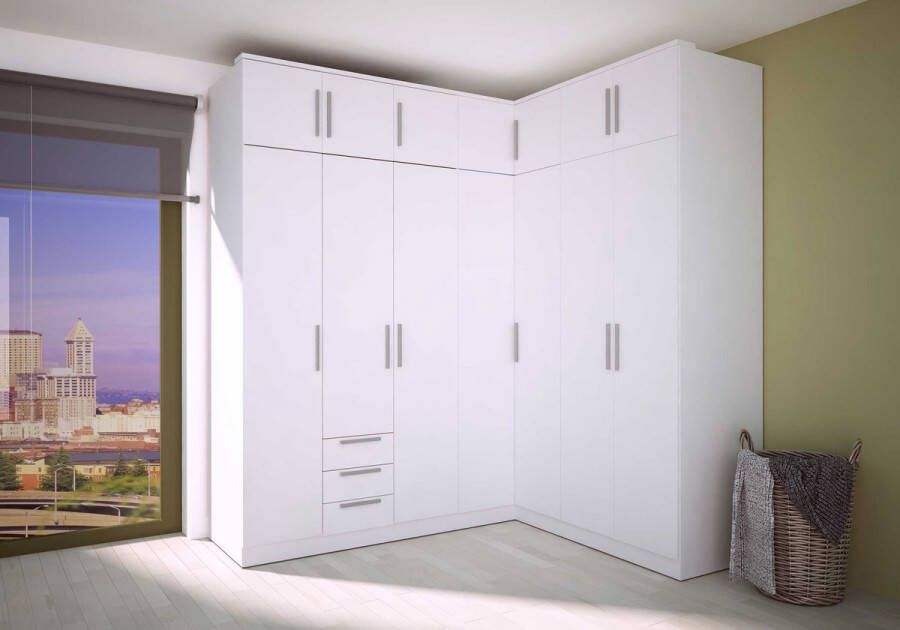Trasman Kledingkast Ramos 120cm met 3 deuren & 3 laden wit - Foto 5