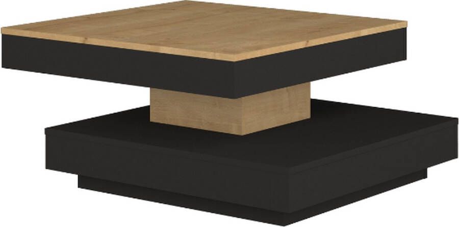 Trasman EMOB Salontafel Soho 78x78 cm met uitschuifbaar tafelblad beige grijs Vierkante salontafels Bruin; Grijs Melamine; Spaanplaat Vierkante salontafels Op voorraad - Foto 4