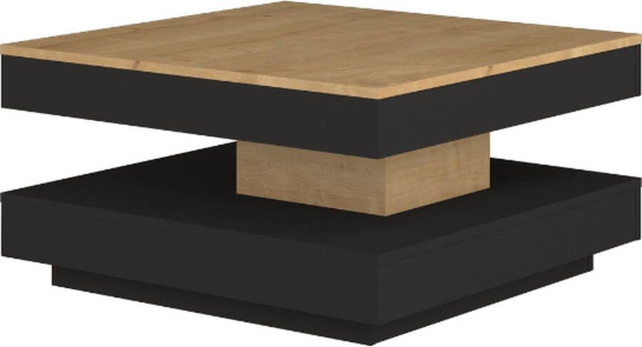 Trasman EMOB Salontafel Soho 78x78 cm met uitschuifbaar tafelblad beige grijs Vierkante salontafels Bruin; Grijs Melamine; Spaanplaat Vierkante salontafels Op voorraad - Foto 3