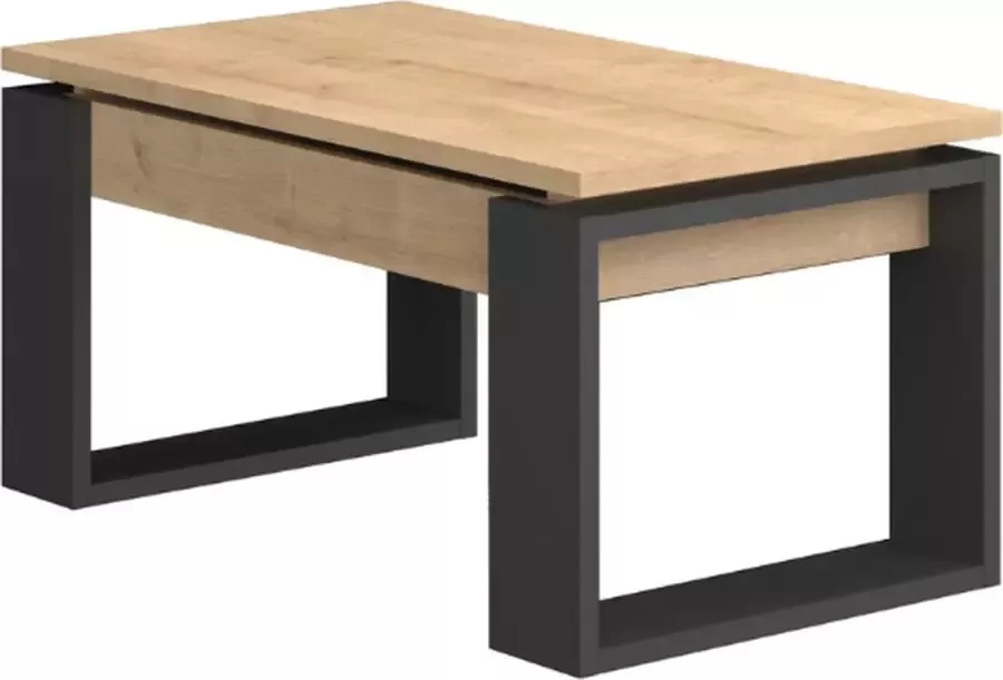 Trasman Salontafel Cosmit 90x52 cm met uitschuifbaar tafelblad beige zwart