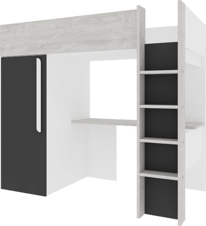 Trasman EMOB Hoogslaper Bo9 90x200 cm met bureau & kast antraciet Hoogslapers met bureau Antraciet; Grijs Melamine; Spaanplaat Hoogslapers met bureau Eenpersoons Hoogslaper Op voorraad - Foto 3