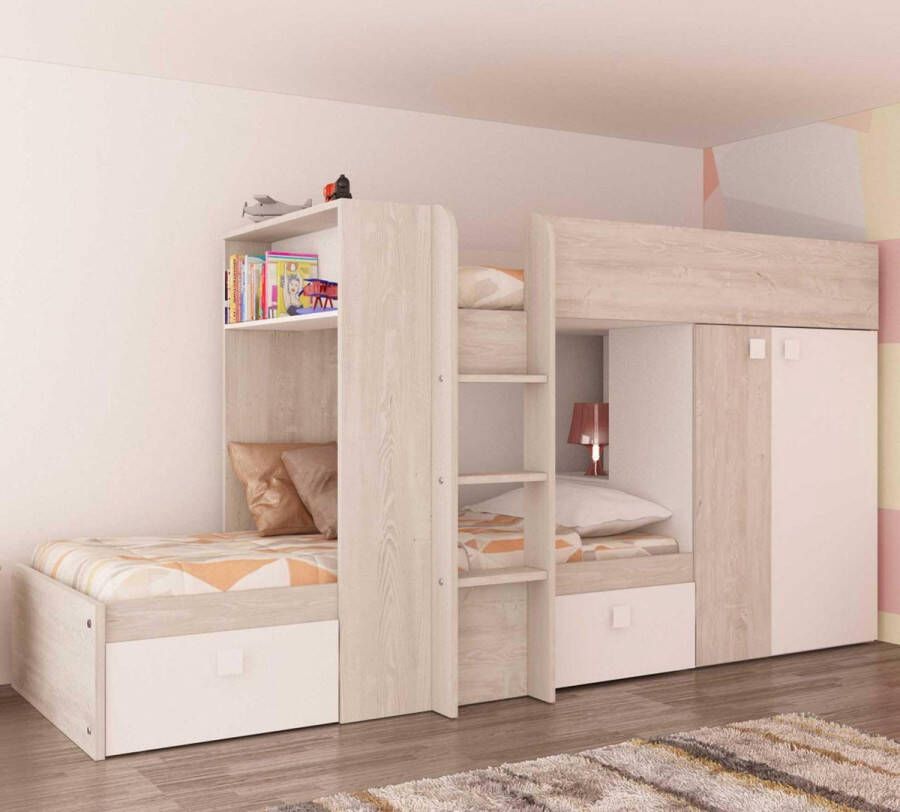 Trasman Stapelbed Beau met kast & lades 90x200 Wit - Foto 2