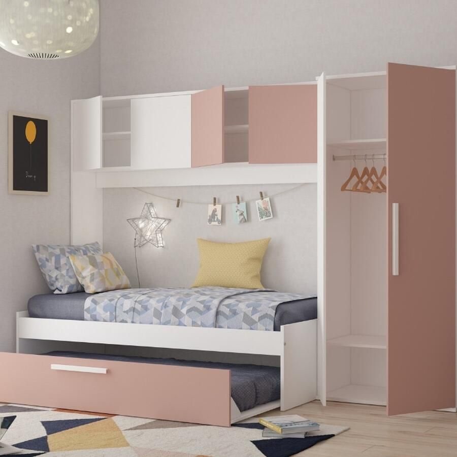Trasman Artik kinderbed met Slaaplade en Brugkast Roze - Foto 2