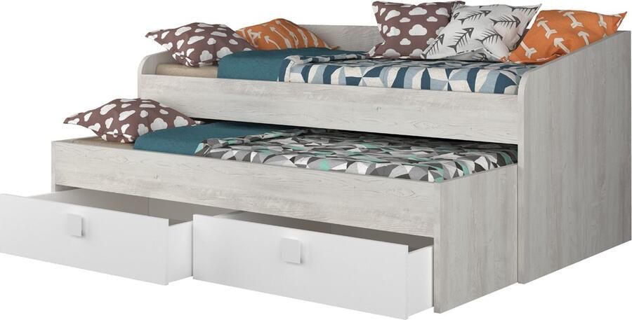 Trasman Bed Bo12 met onderschuifbed en 2 lades 90x200 Wit - Foto 2