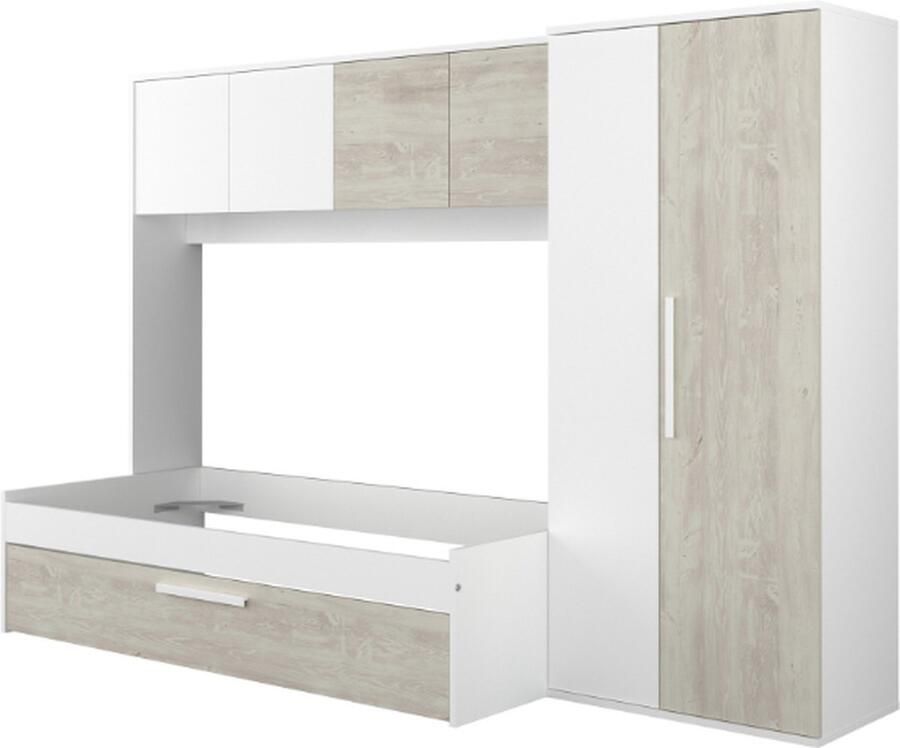 Trasman Bed Lev 90x200 cm met kast en bedlade grenen wit - Foto 3