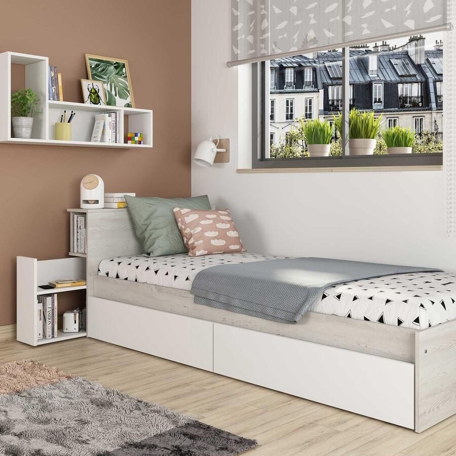 Trasman Eenpersoonsbed Kazim 90x200 met opbergruimte wit - Foto 2