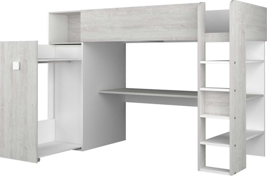 Trasman Hoogslaper Jet met bureau en kledingkast 90x200cm wit