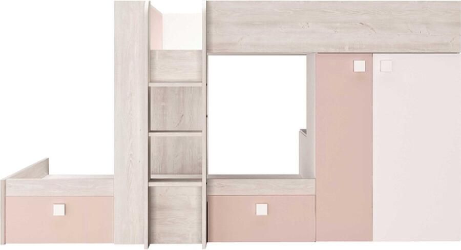 Trasman EMOB Stapelbed Beau 90x190 cm (lattenbodem onderste bed niet inbegrepen) blauw wit Kinderbedden met uitvalbeveiliging Blauw Melamine; Spaanplaat Kinderbedden met uitvalbeveiliging Eenpersoons Stapelbed Op voorraad - Foto 3